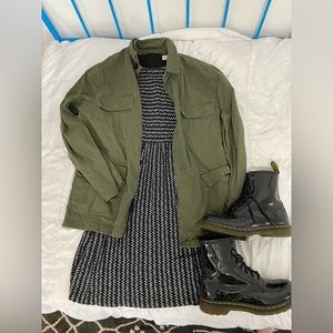 Black and white patterned Loft mini dress